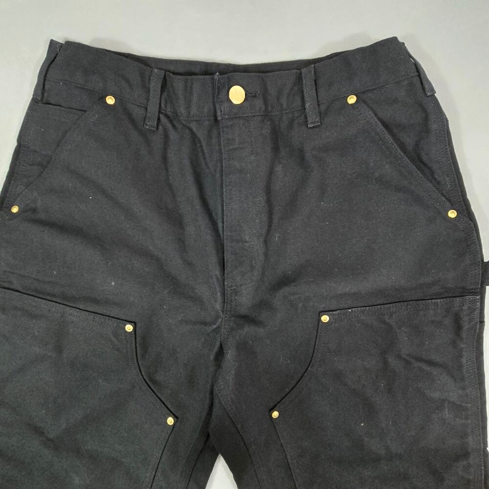 VTG Carhartt Black Double Knee Carpenter Pants Original Loose Fit USA 33x32 NEW - Picture 2 of 15